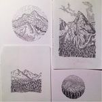 Mountain designs by Rose Hendry #RoseHendry #illustration #art #drawing #design #mountains