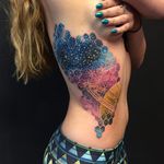 Geometric space tattoo by Nick Friederich via Instagram #NickFriederich #space #galaxy #stars #solarsystem