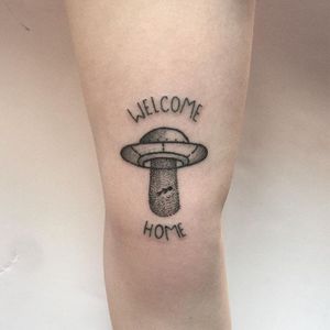 UFO Tattoo by Kate Holley #ufo #ufotattoo #handpoked #handpokedtattoo #handpoke #handpoketattoo #handpoketattoos #handpokeartist #KateHolley