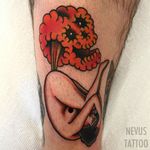 Fart of death tattoo by Nevus Tattoo #NevusTattoo #funnytattoos #color #traditional #fart #skull #death #lady #gas