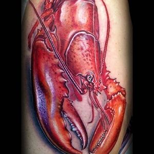 Color realism lobster tattoo by Sorin Gabor. #realism #colorrealism #lobster #SorinGabor