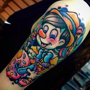 Pinnochio tattoo by @pikkapimingchen #cartoonstyle #cartoon #neotraditional #bright_and_bold #pinnochio #disney #disneymovie