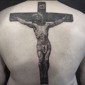 Crucifixion by Jinu. (Via IG - jinu_tattoo)