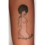 Hand poke lady tattoo by Tati Compton. #TatiCompton #handpoke #women #lady #fineline #linework