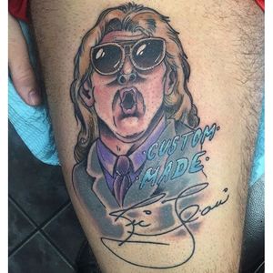 Ric Flair stylized portrait with autograph. Tattoo by Andy Wiszowaty. #RicFlair #wrestling #portrait #autograph #AndyWiszowaty