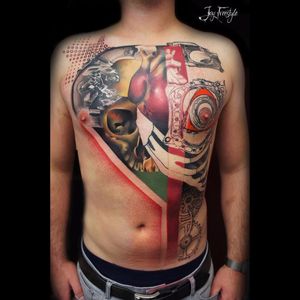 Tattoo por Jay Freestyle! #JayFreestyle #conceitual #conceptual #conceptart #colorful #heart #skull #coração #caveira #crânio