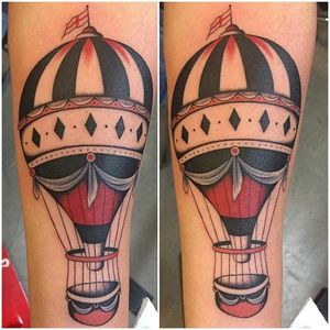 Hot Air Balloon Tattoo by Stizzo #traditional #fineline #hotairballoon #traditionalfineline #classictattoos #Stizzo