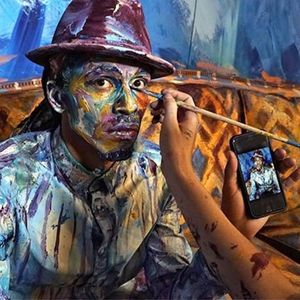 Painting one of the subjects for "Color of Reality" via instagram alexameadeart #man #fineart #art #artshare #artist #alexameade #blacklivesmatter