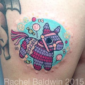 Piñata tattoo by Rachel Baldwin. #Rachel Baldwin #girly #pastel #cute #pinata