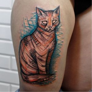 Sketch style cat tattoo by Ms. Kudu #MsKudu #sketchstyle #sketch #graphic #cat