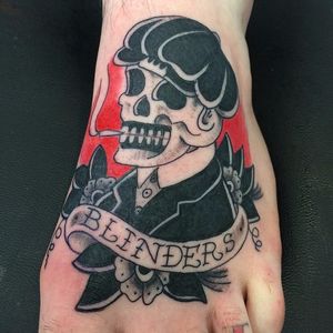 Peaky Blinders Tattoo by Blane Dickinson #peakyblinders #traditional #skull #blanedickinson