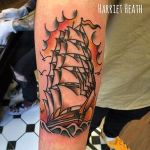 Ship Tattoo by Harriet Heath #ship #oldschool #traditional #HarrietHeath