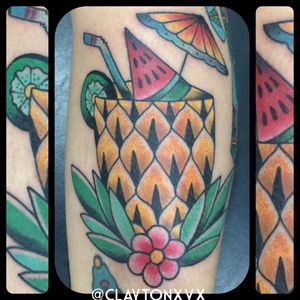 Tattoo por Clayton Guedes! #TatuadoresBrasileiros #TatuadoresdoBrasil #TattooBr #TattoodoBr #SãoPaulo #tradicional #traditional #oldschool #abacaxi #pineapple #drink #watermelon #melancia