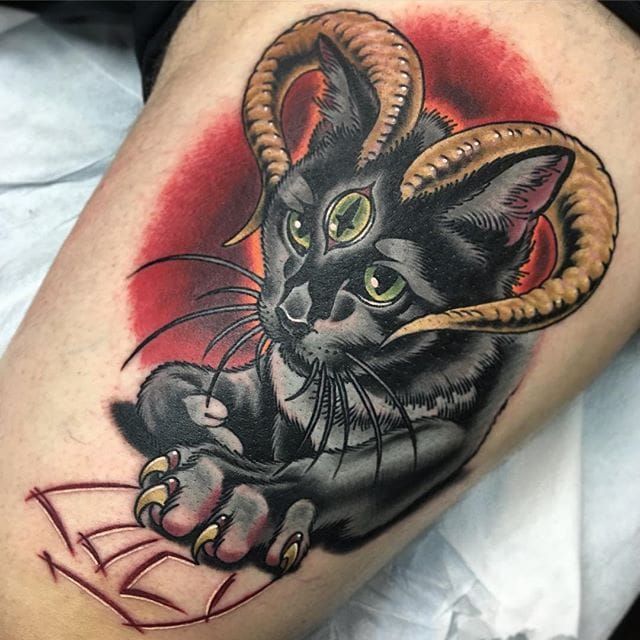 Tattoo uploaded by Alex Wikoff  Demon Cat by Rob Borbas via  IGgrindesigntattoo illustrative horror blackandgrey robborbas  Grindesign  Tattoodo