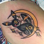 A magical Umbreon perched on a crescent moon by Ly Aleister (IG—lyaleister). #Eeveelution #Eevee #LyAleister #Pokémon #Umbreon