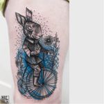 Rabbit tattoo by Ms. Kudu #MsKudu #sketchstyle #sketch #graphic #rabbit #bike #flower #blueink