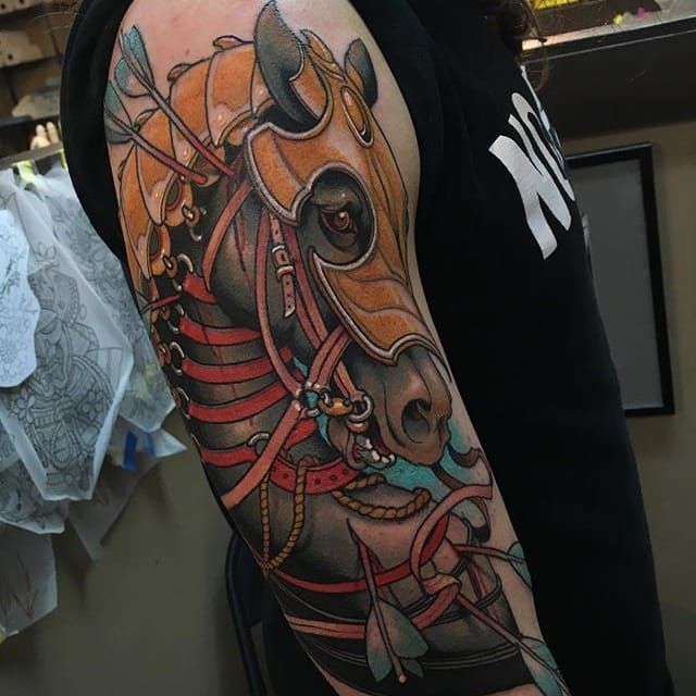 Ride Into Battle on the Back of these Badass War Horse Tattoos! • Tattoodo Ride Into Battle on the Back of these Badass War Horse Tattoos! • Tattoodo