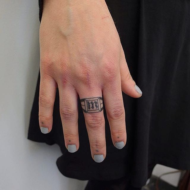 Initial Ring Tattoo Finger