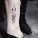 Refined lavender tattoo by Stella Luo #StellaLuo #fineline #blackandgrey #linework #small #flower #lavender