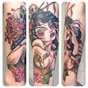 Femme fatale tattoo by Odrëy #Odrëy #illustrative #newschool #neotraditional #lady #femmefatale