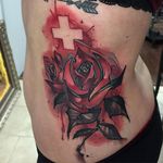 Swiss Rose Tattoo by William Volz #roe #rosetattoo #newschoolrose #newschool #newschooltattoo #newschooltattoos #newschoolartist #WilliamVolz