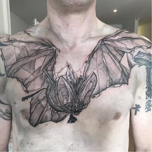 Bat tattoo by Ergo Nomik #ErgoNomik #blackwork #bat