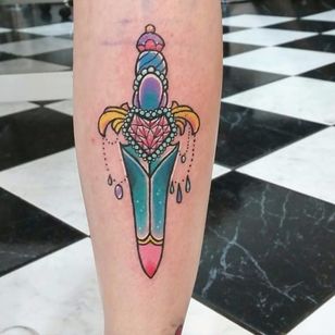 Sword tattoo by Carla Evelyn. #CarlaEvelyn #girly #pastel #sparkly #cute #sword