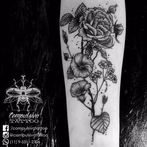 Mayara Compulsiva! #MayaraCompulsiva #TatuadorasBrasileiras  #flor #floral #botanico #flowertattoo #blackwork #tattoobotanica