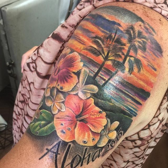 hawaiian flower tattoo sleeves  Hawaiian flower tattoos Hawaiian tattoo Flower  tattoo designs