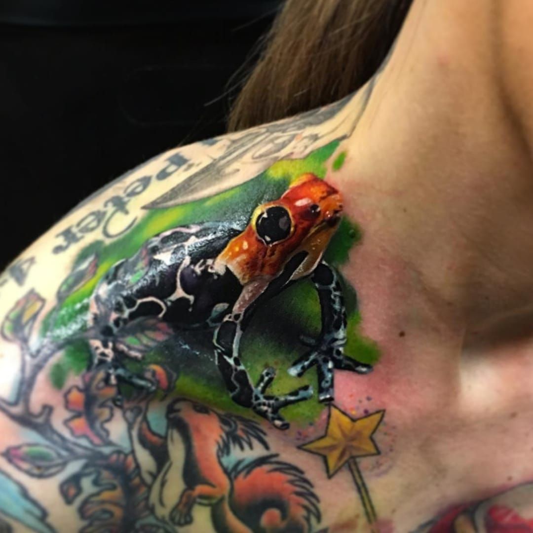 Coqui frog adventure done by Jeremy Sloo Ruby Tiger Tattoo Charlotte NC   rtattoos