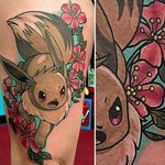 Eeevee tattoo by April Nicole. #AprilNicole #pokemon #eevee #cute #critter #anime #videogames #kawaii