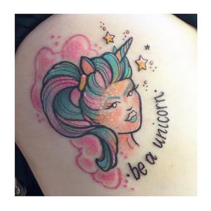 Girl unicorn tattoo by Toni Gwilliam #ToniGwilliam #unicorn  #girly