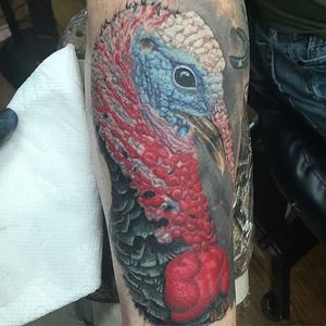 Color realism turkey tattoo by Jacob Rutz. #realism #colorrealism #bird #turkey #JacobRutz