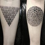 Dotwork geometric tattoos by Hannah Louise Trunwitt #HannahLouiseTrunwitt #apprentice #dotwork #geometric #tattooapprentice