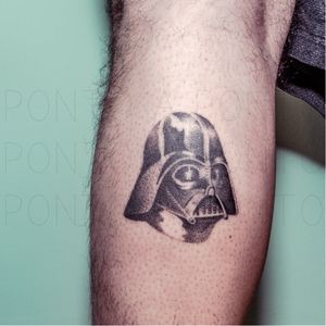 Vader tattoo by Ponto Tattoo #PontoTattoo #dotwork #pointillism #small #darthvader