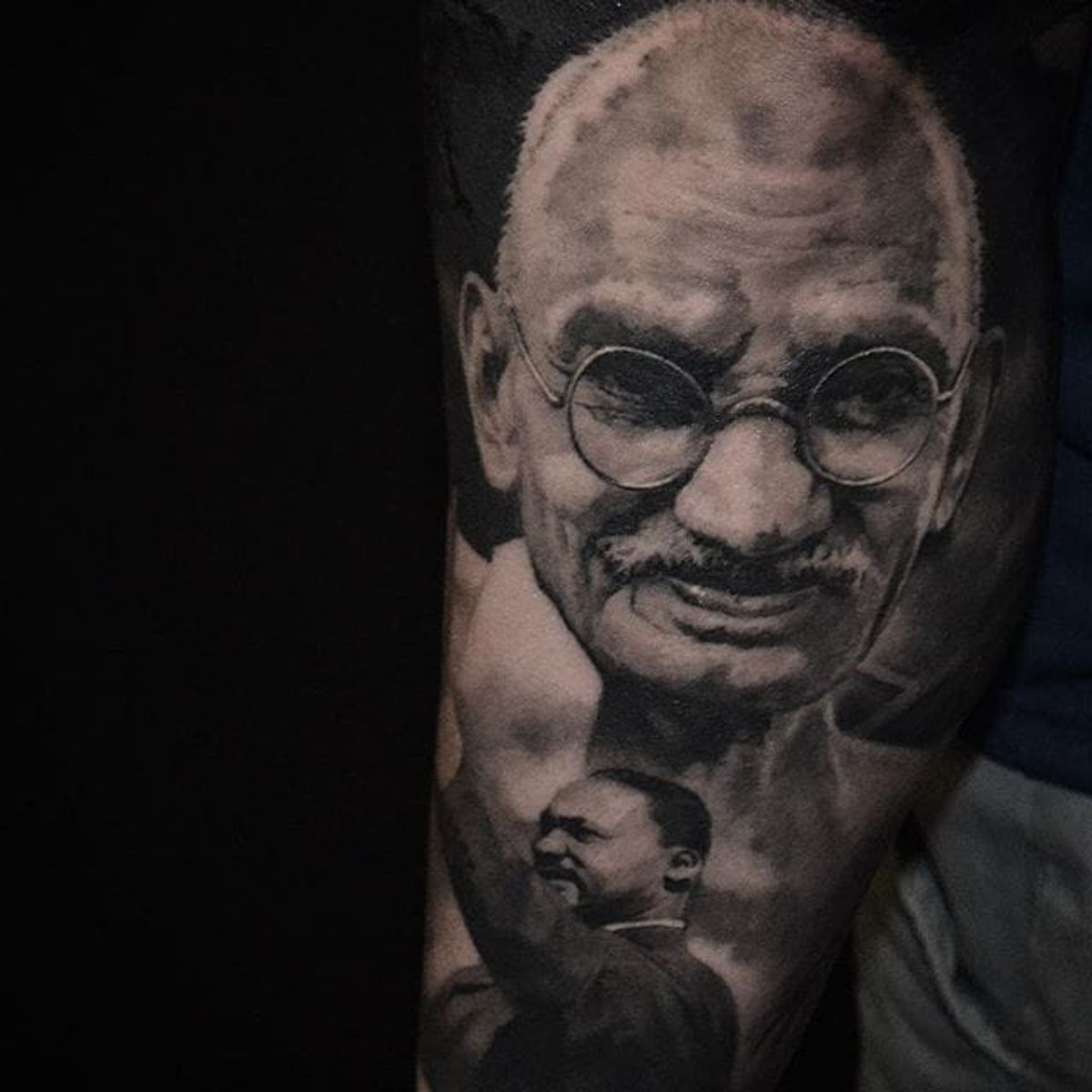 Tattoo uploaded by Stacie Mayer • Gandhi and Martin Luther King Jr. by Ben Thomas. realism 