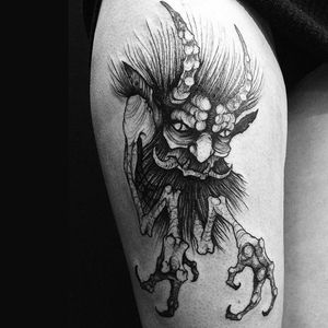 Clawed monster tattoo by Sergei Titukh #SergeiTitukh #blackwork #monster
