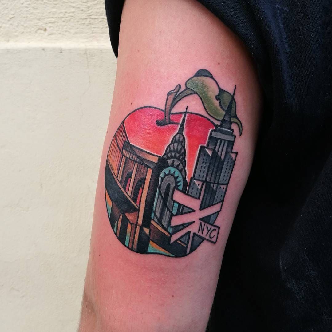 Arm 3d Empire State Building Tattoo by V Tattoos