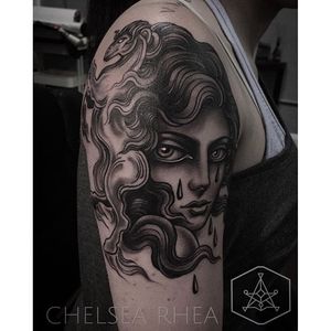 Beautiful black and grey lady by @chelsearhea #ChelseaRhea #ladyhead #traditional
