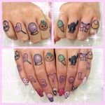Finger tattoos by Shannan Meow. #ShannanMeow #girly #cute #kawaii #pastel #microtattoo
