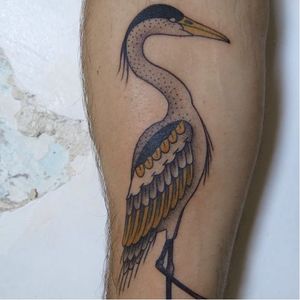 Heron tattoo by Fabrice Toutcourt #FabriceToutcourt #heron #bird #dotwork