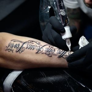 A closeup by David Becker of Vince Antonucci getting his Christian-theme tattoo. #Christian #TommyAltman #VerveChurch #VinceAntonucci