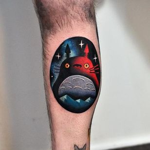 Totoro tattoo by David Cote. #DavidCote #semiabstract #trippy #psychedelic #popculture #totoro #myneighbortotoro #studioghibli