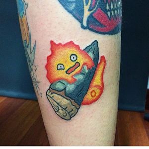 Calcifer tattoo by Clara Ambrosia. #ClaraAmbrosia #cute #fun #studioghibli #fire #howlsmovingcastle #calcifer