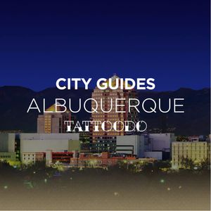 Beautiful shot of Albuquerque's downtown skyline at dusk. #Albuquerque #NewMexico #tattooculture