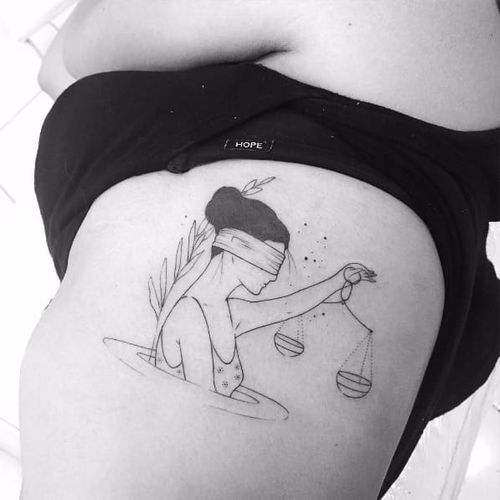 Libra tattoo by Brunella Simoes #BrunellaSimoes #minimalistic #linework #Libra #justice