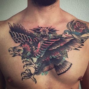 Blast Over Tattoo by Aniela Makarska #eagle #traditionaleagle #eagletattoo #blastoverpanther #blastover #blastovertattoo #blastovertattoos #coverup #oldtattoos #covering #AnielaMakarska