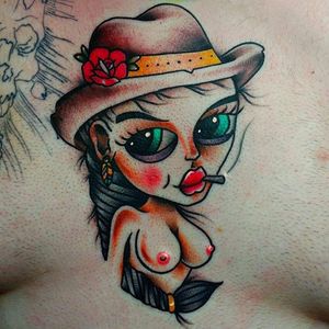 Cute little pin-up Tattoo by Joe Fletcher @Wagabalooza #Wagabalooza #JoeFletcher #JoeFletcherTattoo #Neotraditional #Neotraditionaltattoo #HellcatsTattooParlour #UK #pinup #pinupgirl