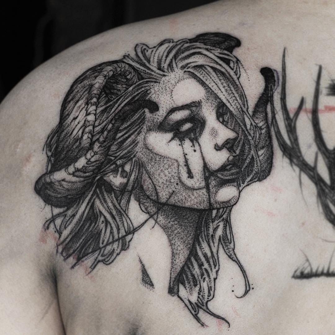 Neotraditional Demon Woman by Billy Williams TattooNOW