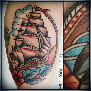 Ship Tattoo por Zack Taylor #Ship #TraditionalTattoo #TraditionalTattoo #OldSchool #OldSchoolTattoos #Traditional #ZackTaylor